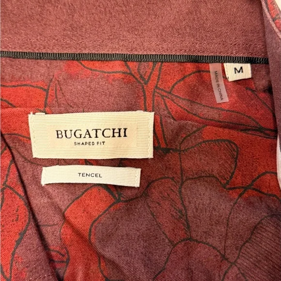 Bugatchi Burgundy and Black Floral Button Down Shirt - Picture 2 of 3